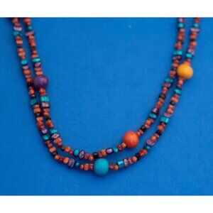60 Inch Vintage Colorful Hippie Necklace by Avon - D27